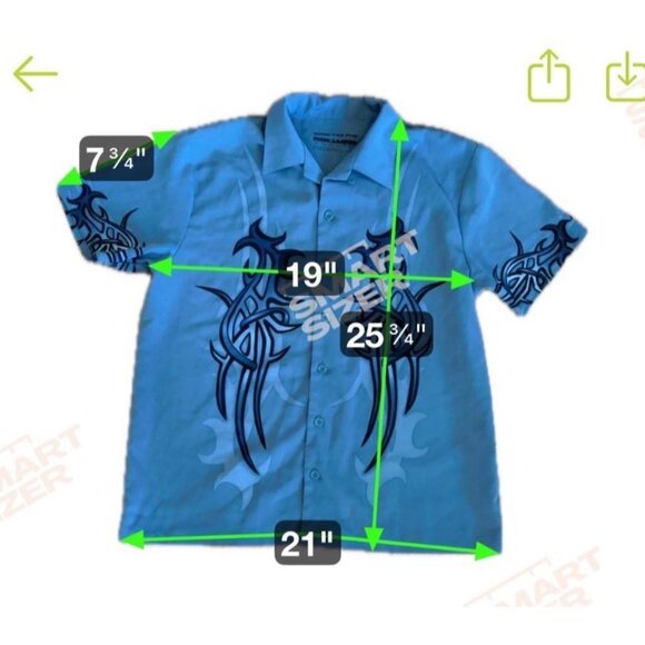 Seven Two Five Shirt Button Up Boys Blue Tribal Large Short Sleeve Double Sided - Picture 8 of 9